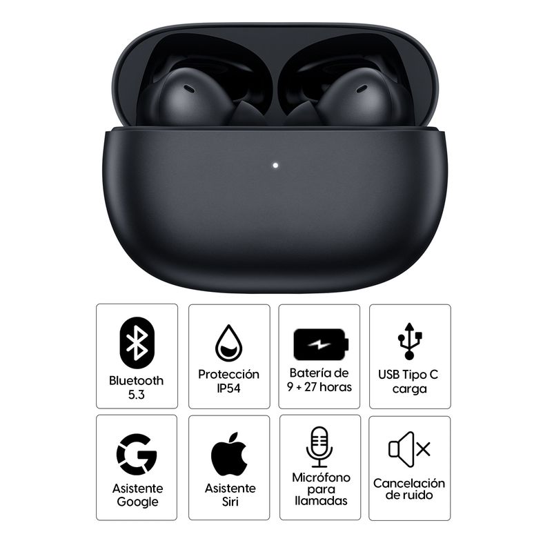 Audífonos Xiaomi Redmi Buds 4 Pro Reacondicionados, negro, con estuche, especificaciones