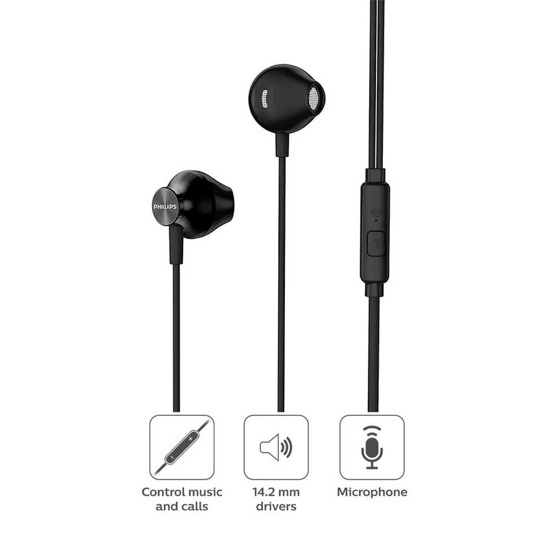 Audífonos Philips TAUE101 3.5 mm negro especificaciones