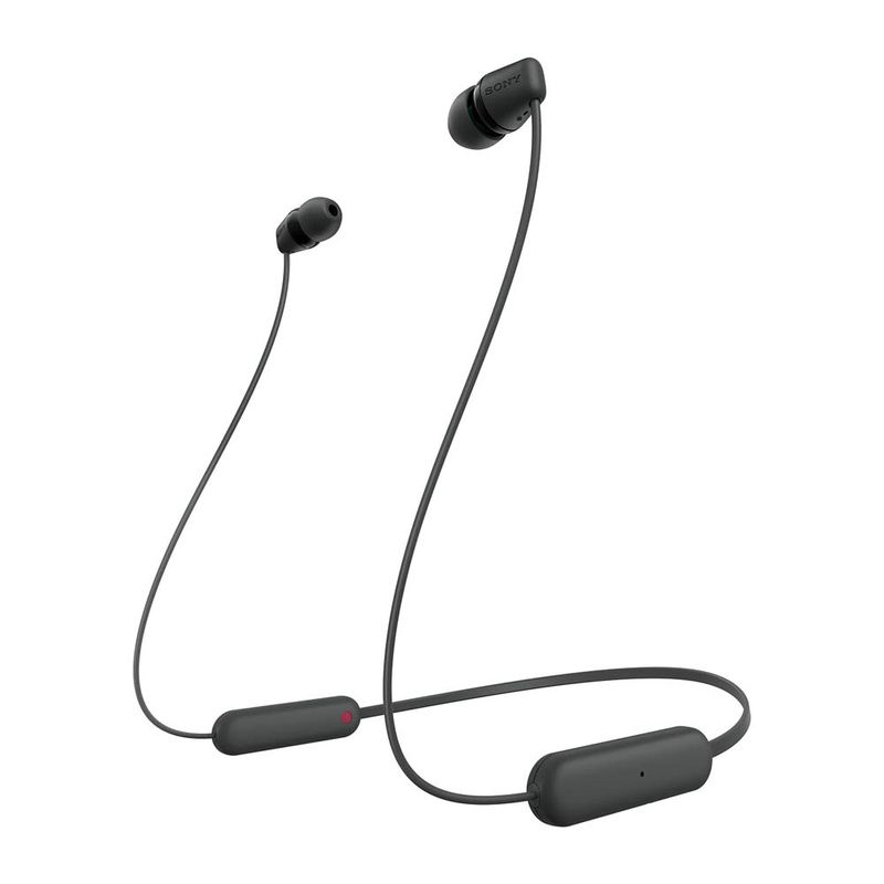 Audífonos Sony WI-C100 IPX4, 25 horas negro frontal oblicuo