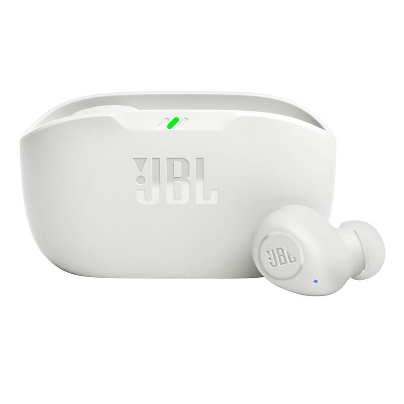 Audífonos bluetooth JBL Wave Buds Reacondicionados blanco frontal