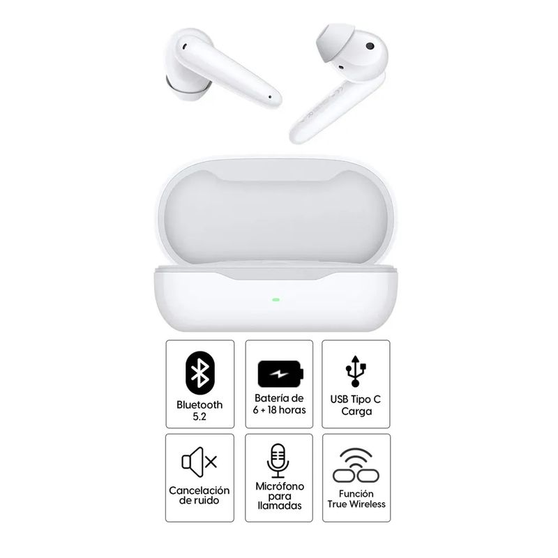 Audífonos Huawei FreeBuds SE cancelación de ruido, 6 horas blanco especificaciones