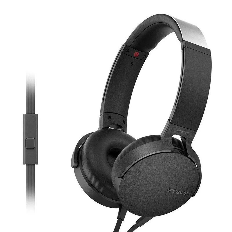 Audífonos Sony MDRXB550AP 3.5 mm negro frontal oblicuo