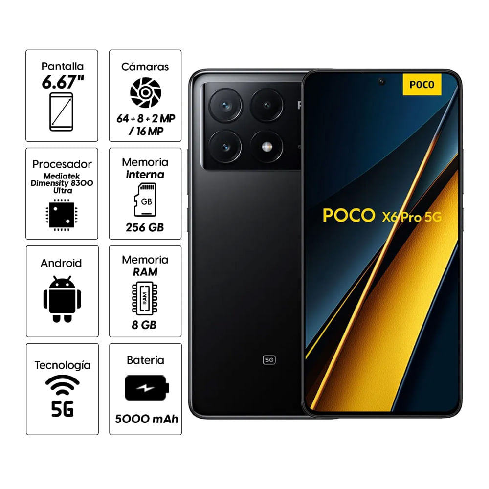 Xiaomi Poco X6 Pro 5G 8GB/256GB Negro - Teléfono móvil