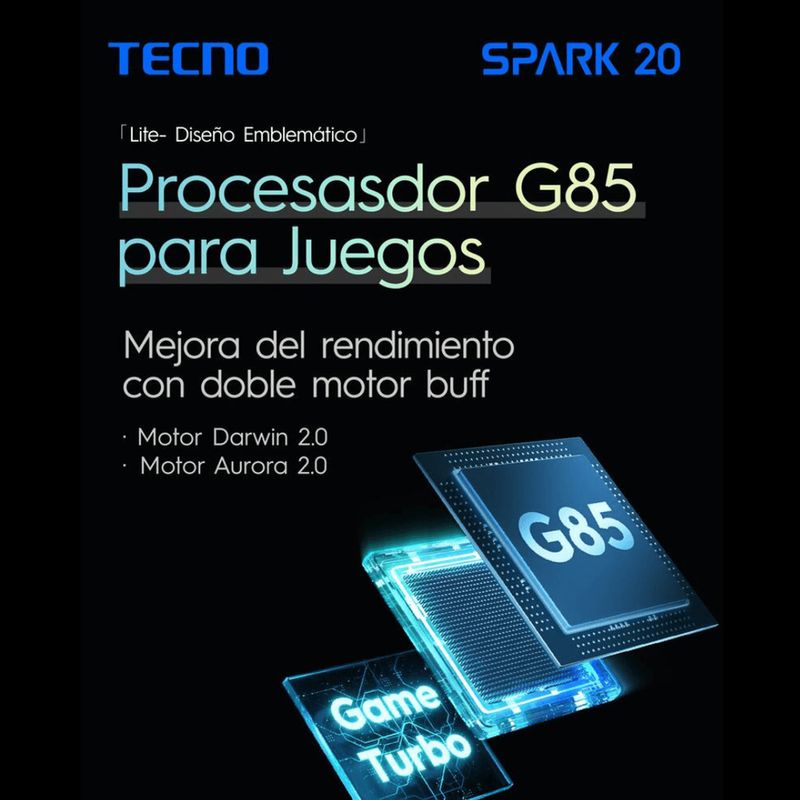 Celular Tecno Spark 20 256GB, 8GB ram, cámara principal 50MP +AI Cam