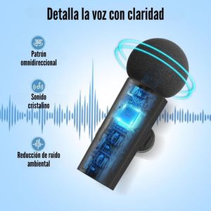 Micrófono inalámbrico lavalier Fifine M8 conector tipo c, hasta 7 horas, negro