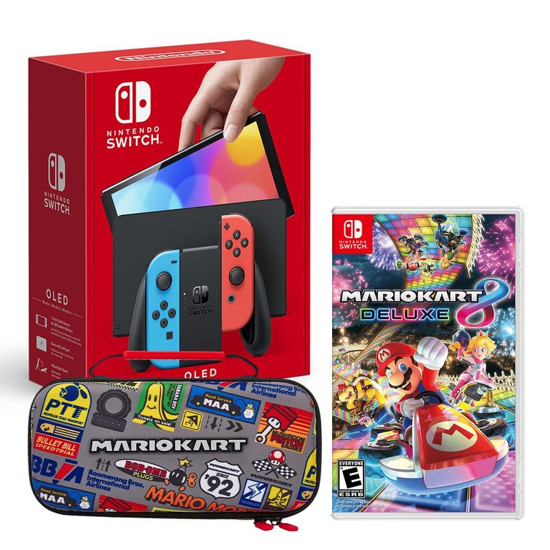 Consola Nintendo Switch Oled 64GB, rojo/azul neón + Mario Kart 8 ...