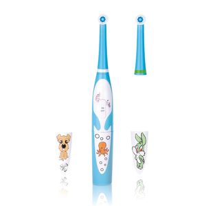 Cepillo dental musical giratorio para niños, edad de 3 a 10 años, celeste