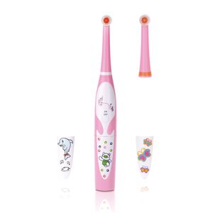 Cepillo dental musical giratorio para niños, edad de 3 a 10 años, rosado