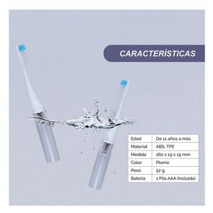 Cepillo dental portátil sónico Munaiqui, uso pila AAA, gris