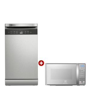 Combo Electrolux: Lavavajillas EHFE10T2MSBUS 600W, 10 sets, acero inoxidable + Microondas EMDO20S2GSRUG 600W, 20 litros, plateado