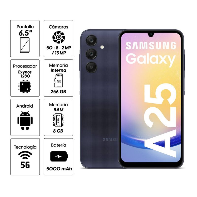 Celular Samsung Galaxy A25 5G 256GB, 8GB ram, cámara principal 50MP