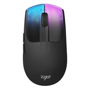 Mouse gamer T4G Raptor RGB inalámbrico, recargable, receptor USB/bluetooth, 6 botones, 26000 dpi, negro