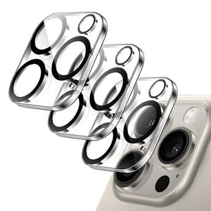 Protector de cámara para iPhone 15 Pro / 15 Pro Max, transparente con borde negro