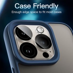 Protector de cámara para iPhone 15 Pro / 15 Pro Max, transparente con borde negro