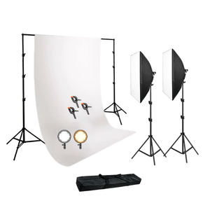 Kit fondo de tela muselina blanco + Kit de luces LED