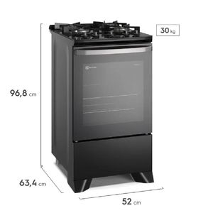 Combo Electrolux: Cocina 4 quemadores con mesa de vidrio FE4GP, negro + Campana extractora empotrable EJSE202TBJS