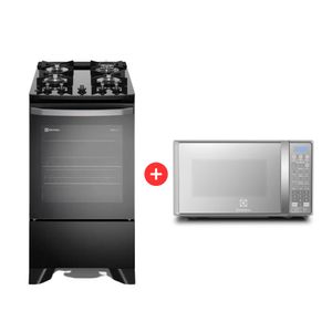 Combo Electrolux: Cocina 4 quemadores FE4GP, negro + Microondas EMDO20S2GSRUG, capacidad 20 litros