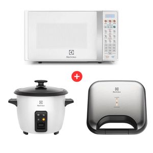 Combo Electrolux: Microondas 17L EMDO17S2GSRUW + Olla Arrocera RCB50 + Sandwichera  ESG20