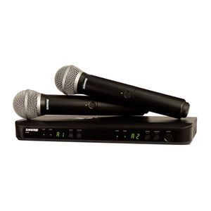 Micrófono inalámbrico x2 Shure BLX288/PG58 dinámico, cardioide, cobertura 100 m, hasta 14 horas, negro