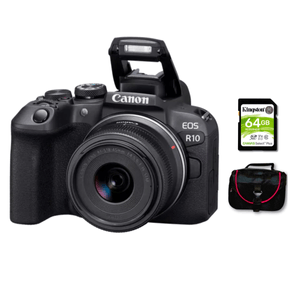 Cámara Mirrorless EOS R10 + Lente RF-S 18-45MM + Kit Básico