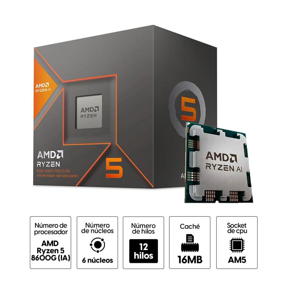 Procesador AMD Ryzen 5 8600G 6 cores 5GHz AM5 65W - Coolbox