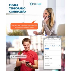 Cerradura digital Tech Care, biométrica, conexión app Tuya, negro