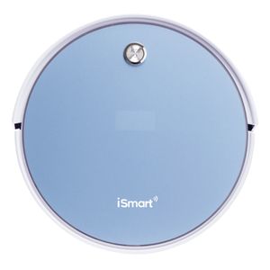 Aspiradora robot Ismart, 600ml, compatible con Alexa o Google Assistant, estación de carga. celeste