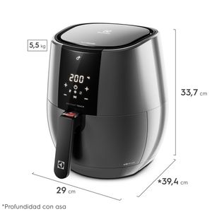 Combo Electrolux: Freidora de aire digital EAF20, 1400w, capacidad 3,2l, gris oscuro + Sandwichera Efficient ESG20, capacidad 2 panes, plateado