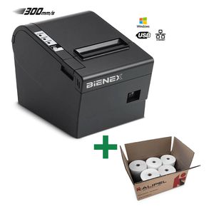 Impresora ticketera térmica Bienex 80mm, usb/puerto ethernet lan + GRATIS 5 rollos de papel térmico de 80x80mm