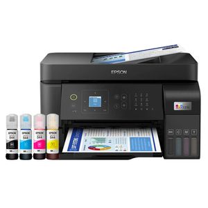 Impresora multifuncional Epson EcoTank L5590 Wi-fi/Ethernet, inalámbrica, inyección de tinta, con tanques recargables + 4 botellas de tinta