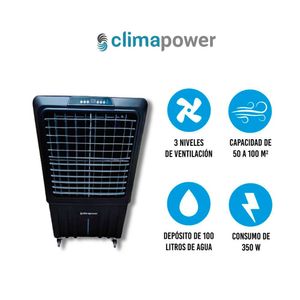 Enfriador de aire portátil de 75m2, 350 watts, negro