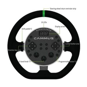 Simulador volante  de carreras cammus de juegos 2 en 1, negro