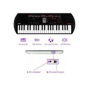 Teclado musical Cassio SA-81 44 teclas, 100 tonos, 50 ritmos, negro + Soporte X + Funda