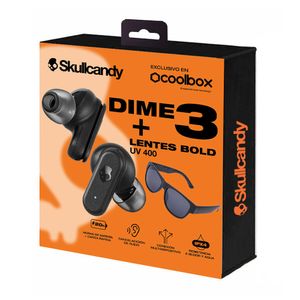 Audífonos bluetooth True Wireless Skullcandy Dime 3 resistente al agua IPX4, duración máx. 8 horas; control de música y llamadas + Lentes de sol Bold