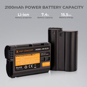 Cargador Dual K&F Concept KF28.0012 para batería EN-EL15, negro + 2 baterías