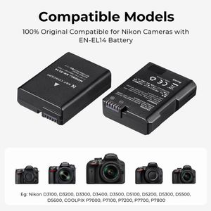 Cargador K&F Concept KF28.0020 para batería EN-EL14, negro + 2 baterías
