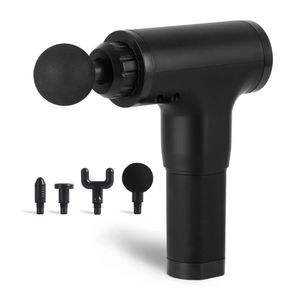 Masajeador para cuerpo Genérico tipo pistola recargable, 4 cabezales, batería recargable, negro