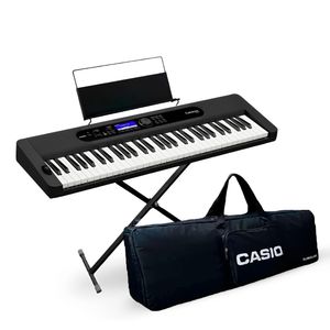 Teclado digital Casio CT-S410 61 teclas, 200 canciones, pantalla LCD, negro + Funda