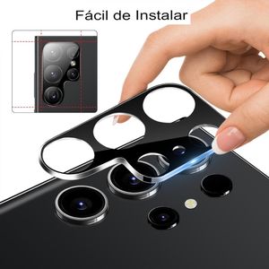 Protector de cámara para Samsung Galaxy S24 Ultra, transparente con borde negro