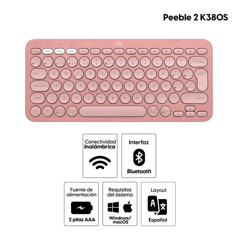 Teclado-inalambrico-Logitech-Peeble-2-K380S-rosado_2