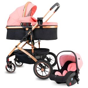 Coche Moisés Baby Craft Verona Gold con Portabebé Rosado