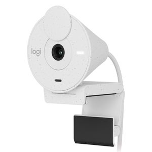 Cámara web Logitech Brio 300 FHD 1080p, conexión USB Tipo-C, micrófono integrado, tapa de privacidad, cable 1.5 m, blanco