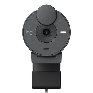 Cámara web Logitech Brio 300 FHD 1080p, conexión USB Tipo-C, micrófono integrado, tapa de privacidad, cable 1.5 m, negro