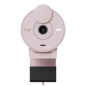 Cámara web Logitech Brio 300 FHD 1080p, conexión USB Tipo-C, micrófono integrado, tapa de privacidad, cable 1.5 m, rosado