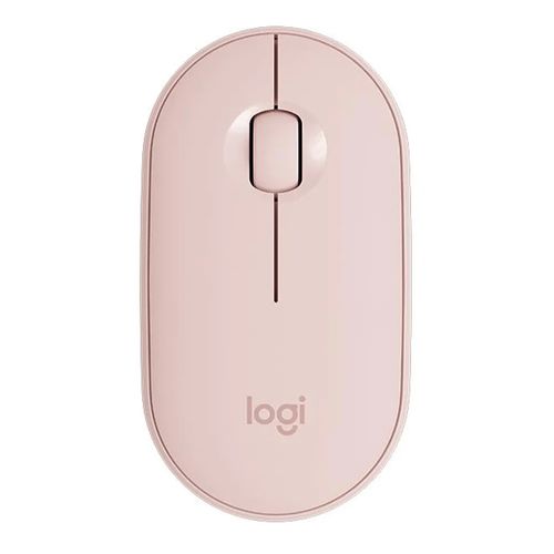 Mouse inalámbrico Logitech Pebble M350 bluetooth, 1000 dpi, 3 botones, usa pila, rosado