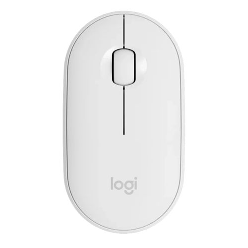 Mouse inalámbrico Logitech Pebble M350 bluetooth, 1000 dpi, 3 botones, usa pila, blanco