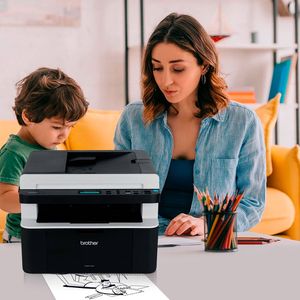 Impresora multifuncional láser Brother DCP-1617NW Wi-Fi, inalámbrica, monocromática, usa cartuchos de tóner