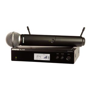 Micrófono inalámbrico de mano Shure, con micrófono profesional SM58 y receptor con antenas externas, negro