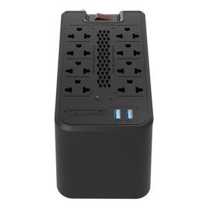 Estabilizador de voltaje Forza FVR-1222USB 1200VA/600W, 8 salidas, 2 puertos USB-220V, largo de cable 1.5 m, negro