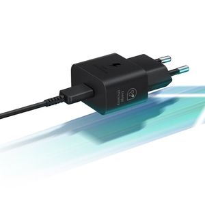 Cargador de pared Samsung USB Tipo-C 25W, negro + Cable Tipo-C 1m, negro
